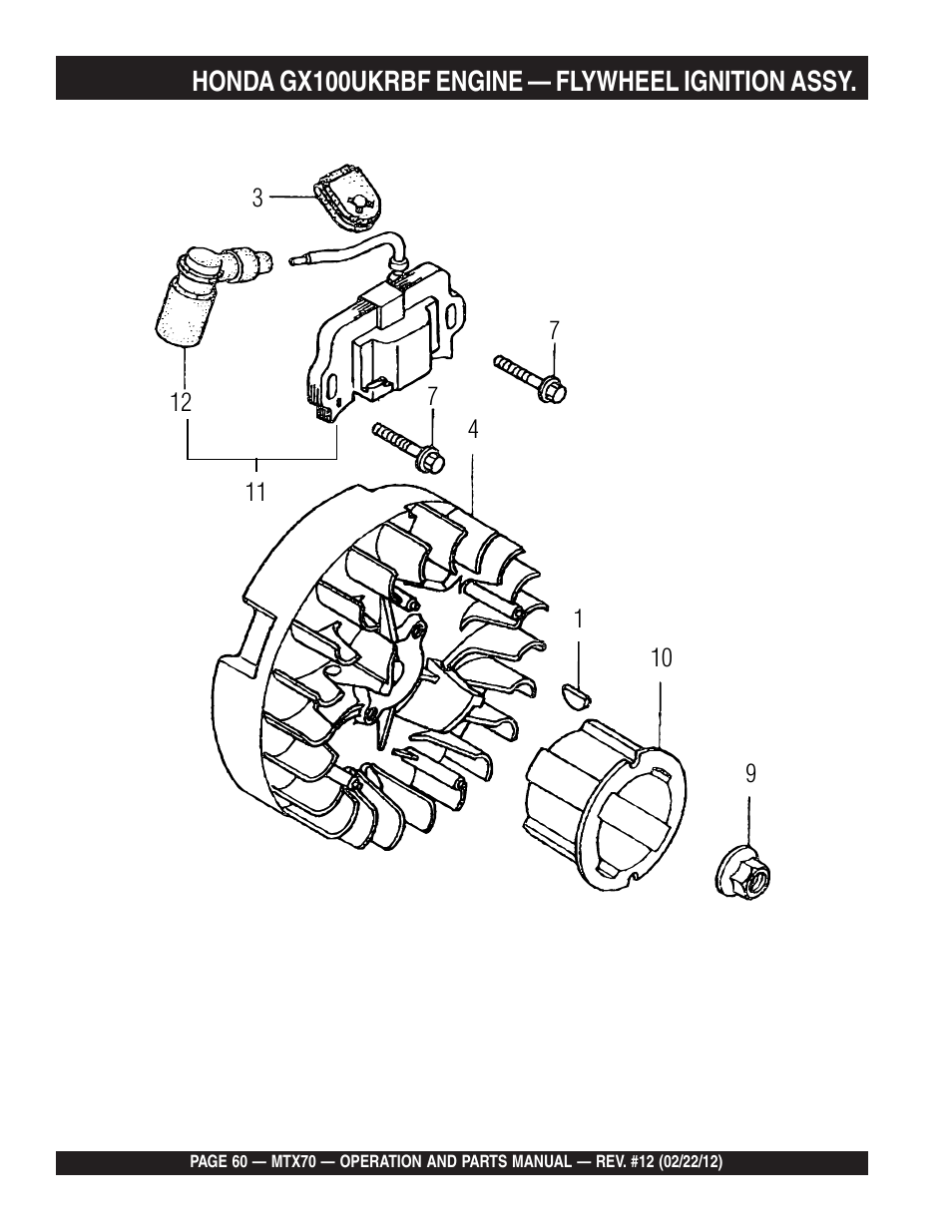 Honda gx100ukrbf engine — flywheel ignition assy | Multiquip MTX70 User Manual | Page 60 / 68