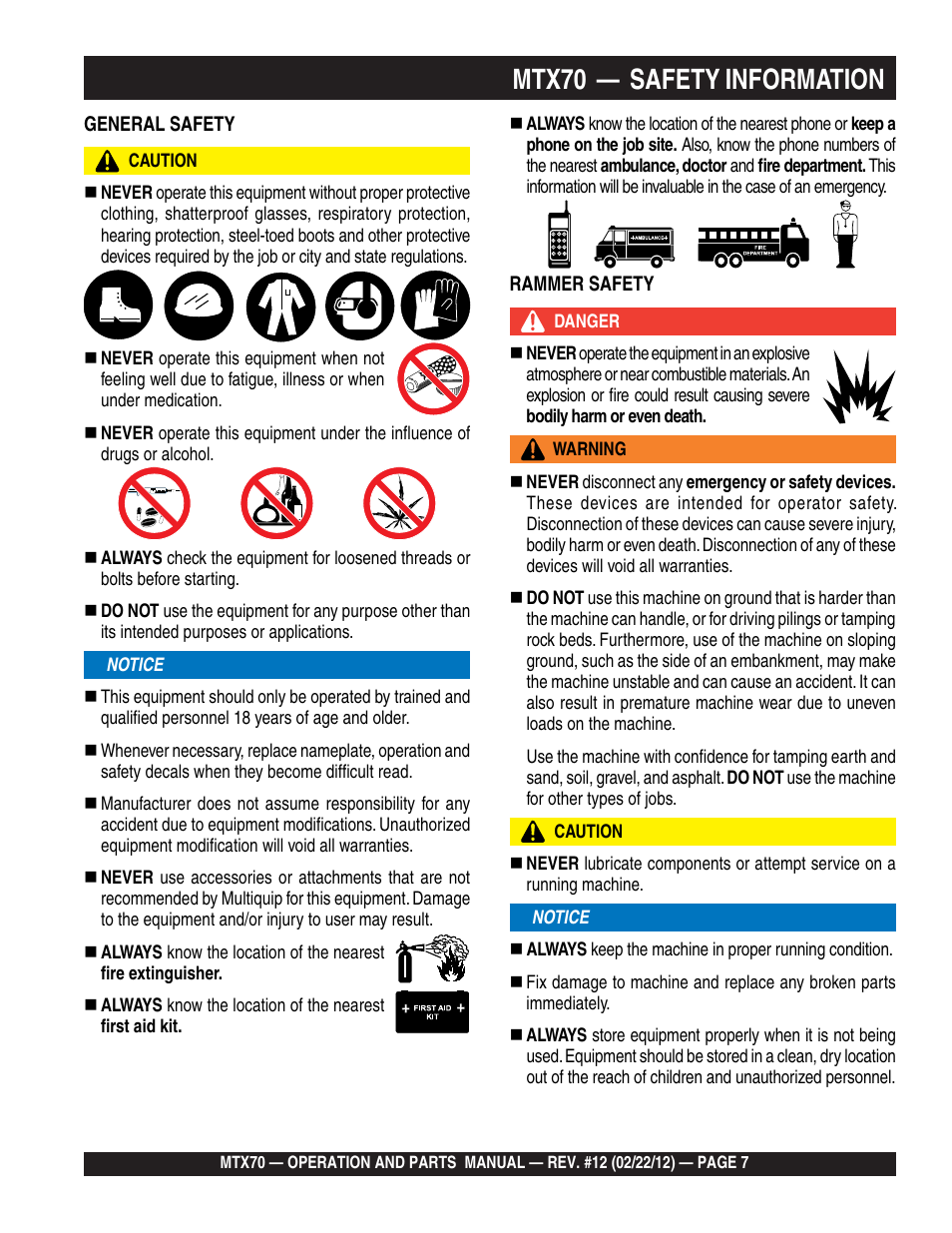 Mtx70 — safety information | Multiquip MTX70 User Manual | Page 7 / 68
