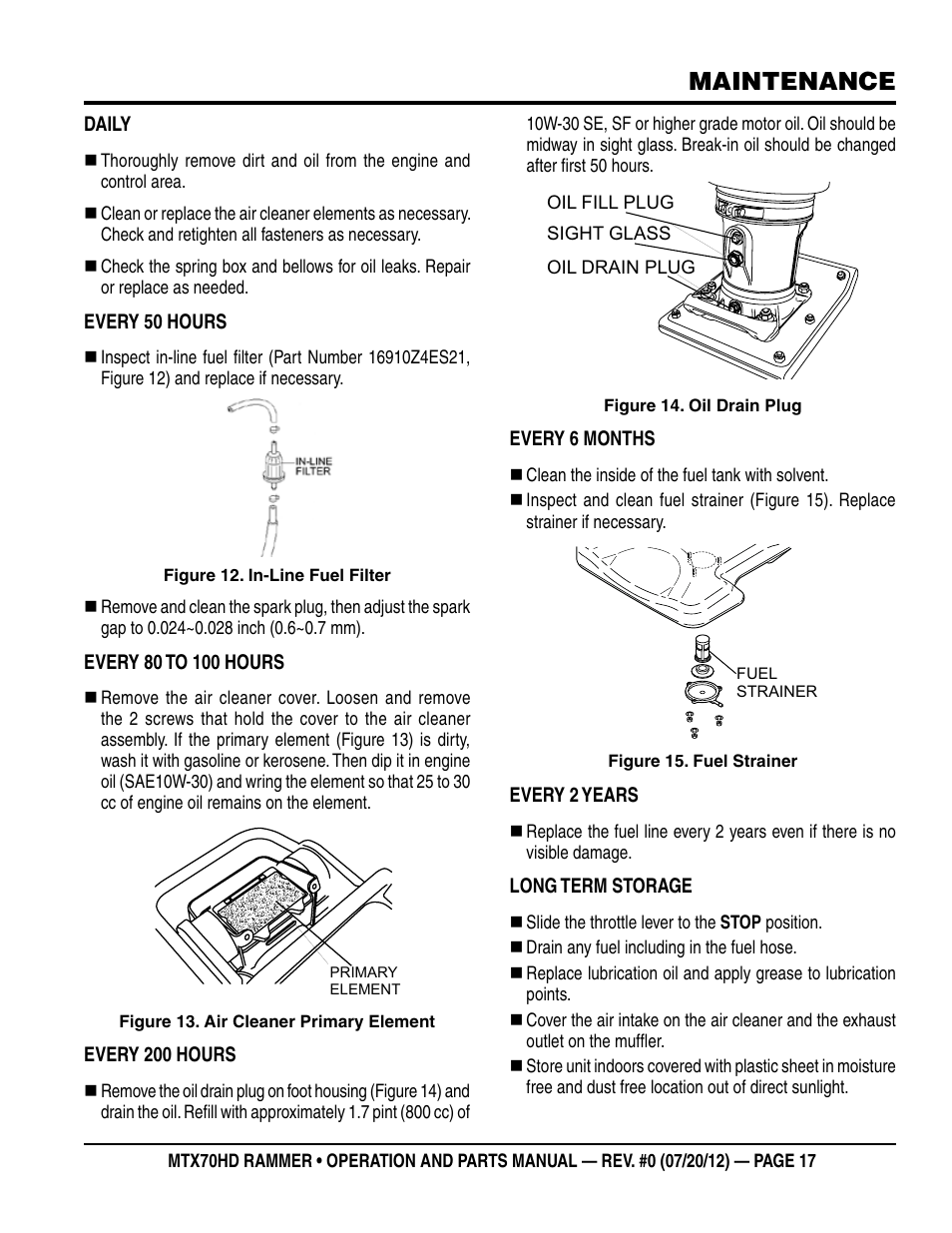 Maintenance | Multiquip MTX70HD User Manual | Page 17 / 68