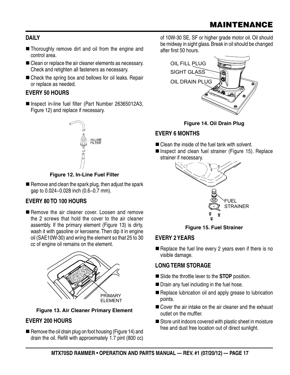 Maintenance | Multiquip MTX70SD User Manual | Page 17 / 58