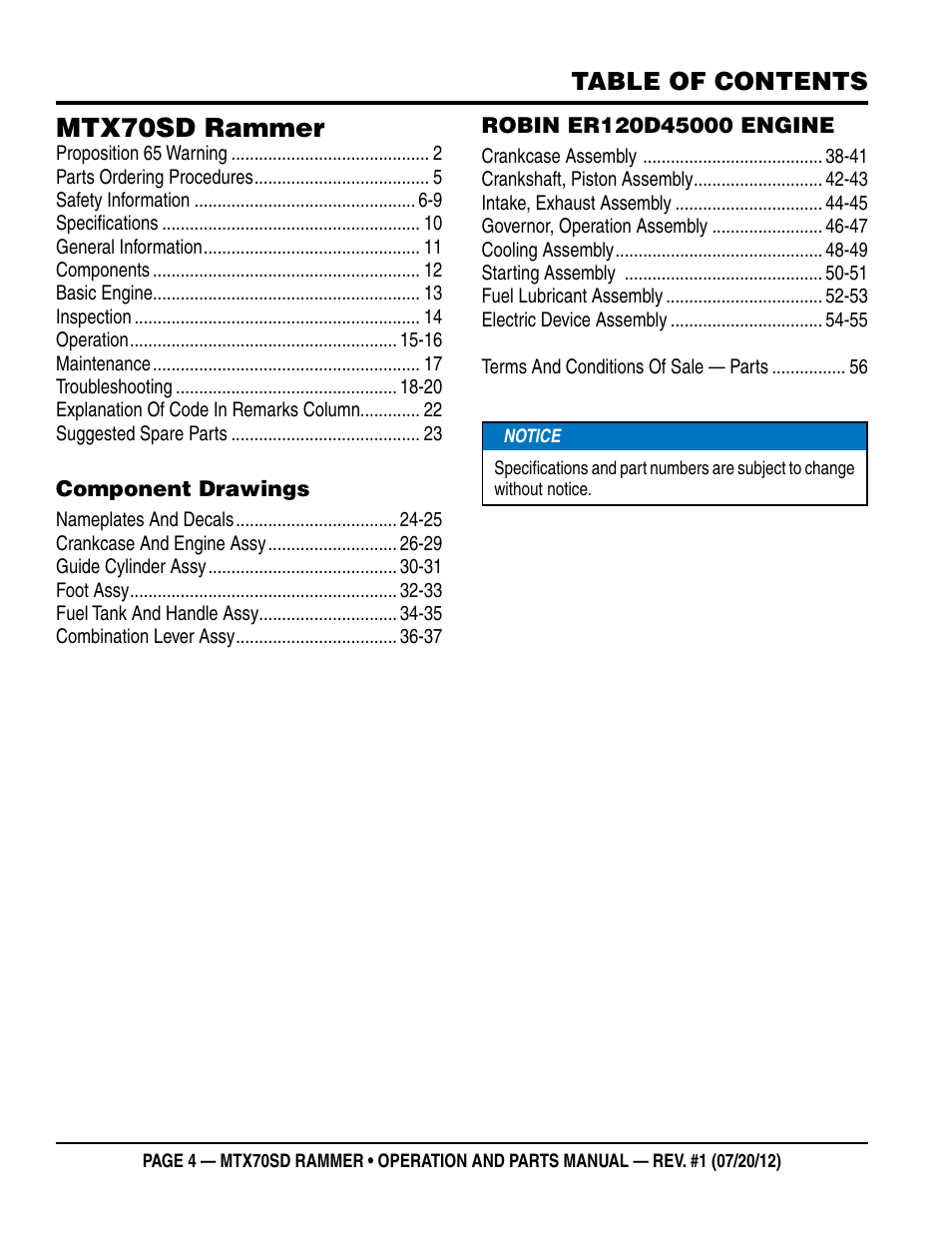 Multiquip MTX70SD User Manual | Page 4 / 58