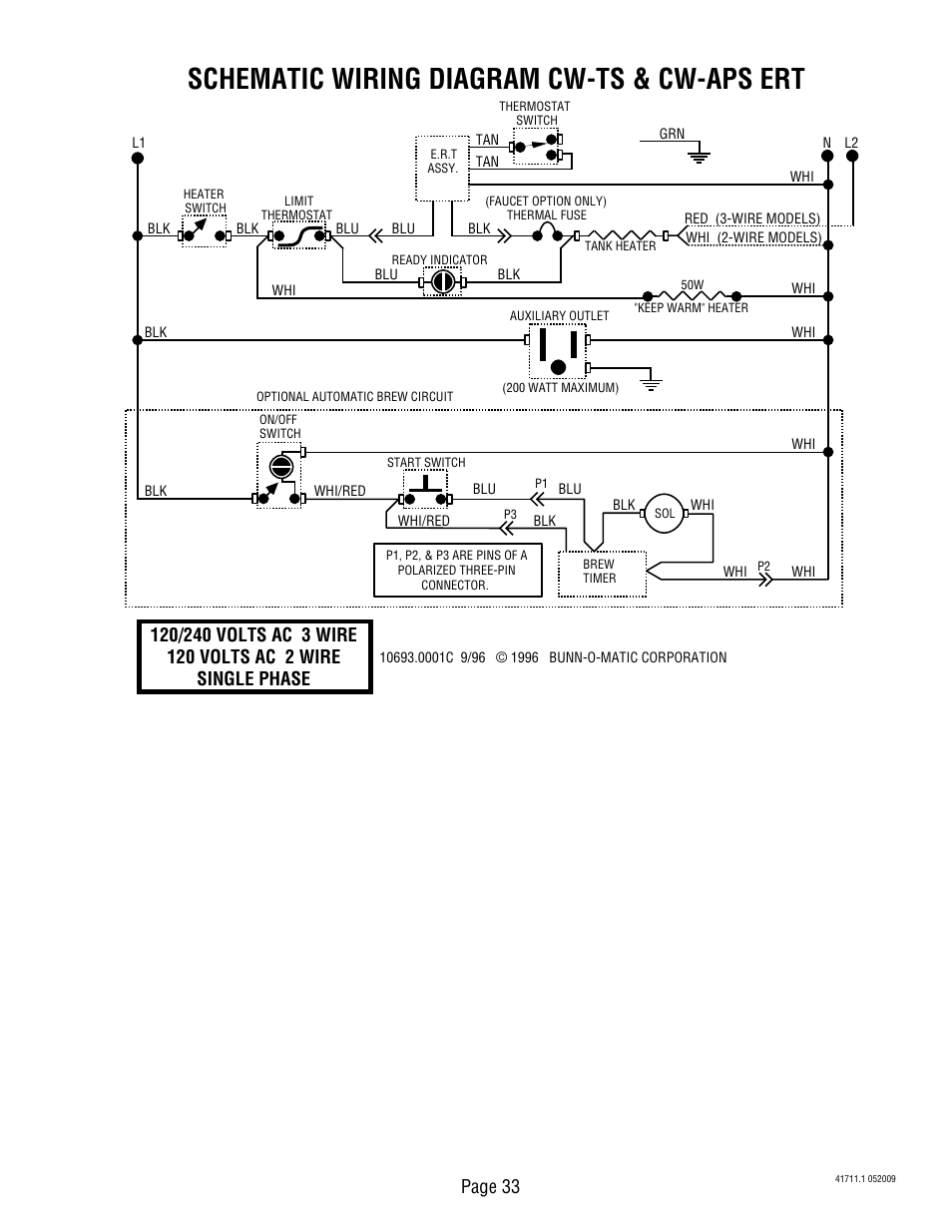 Schematic wiring diagram cw-ts & cw-aps ert, Page 33 | Bunn C User Manual | Page 33 / 59