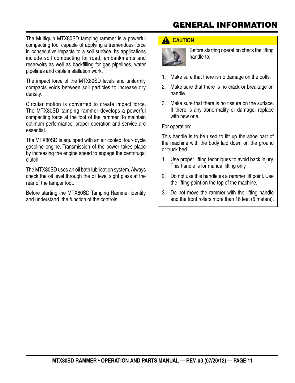 General information | Multiquip MTX80SD User Manual | Page 11 / 58