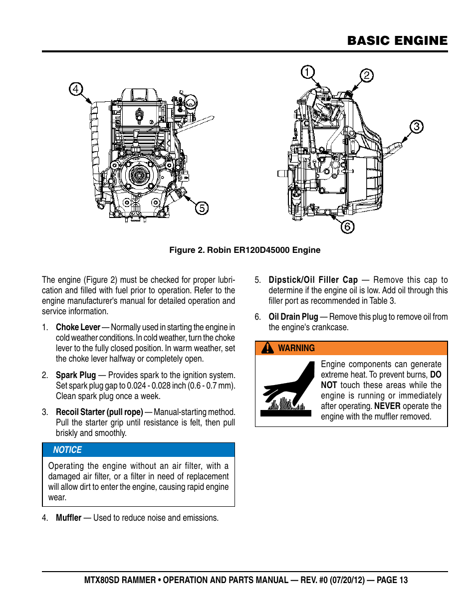 Basic engine | Multiquip MTX80SD User Manual | Page 13 / 58