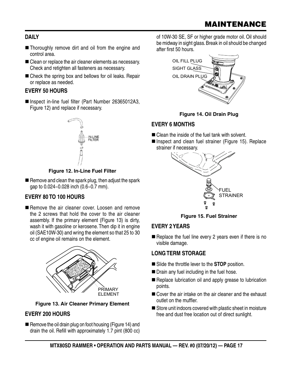Maintenance | Multiquip MTX80SD User Manual | Page 17 / 58