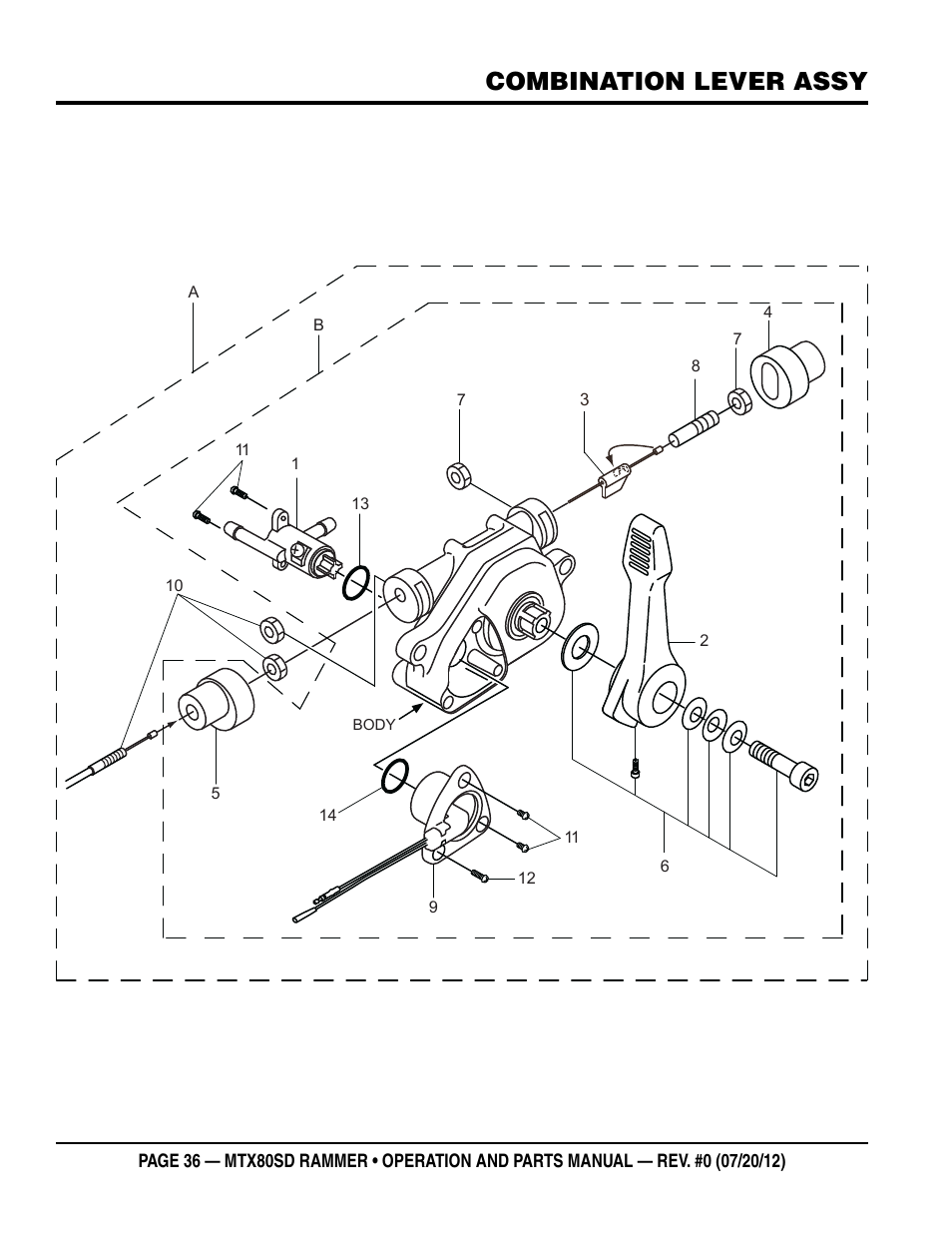 Combination lever assy | Multiquip MTX80SD User Manual | Page 36 / 58