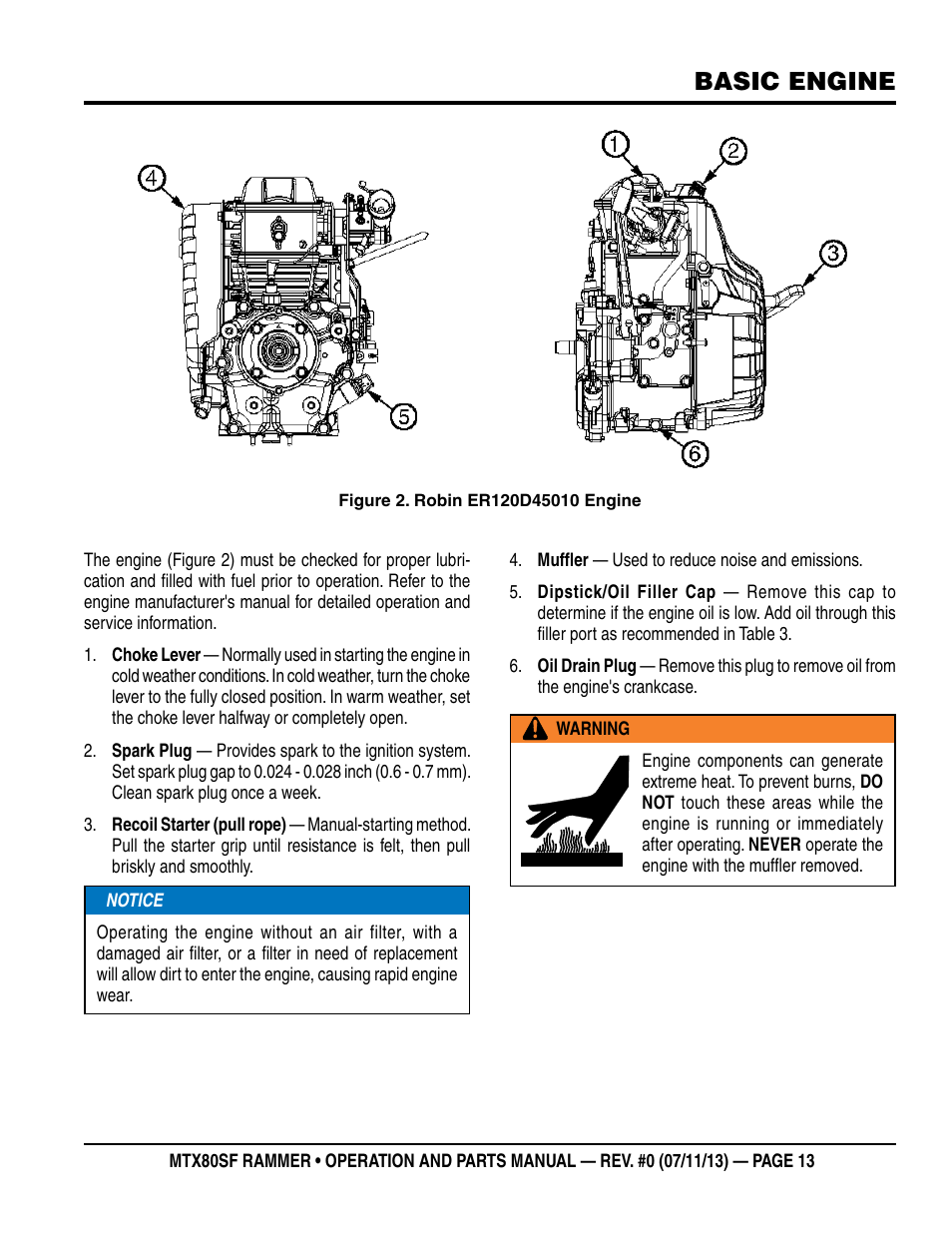 Basic engine | Multiquip MTX80SF User Manual | Page 13 / 58