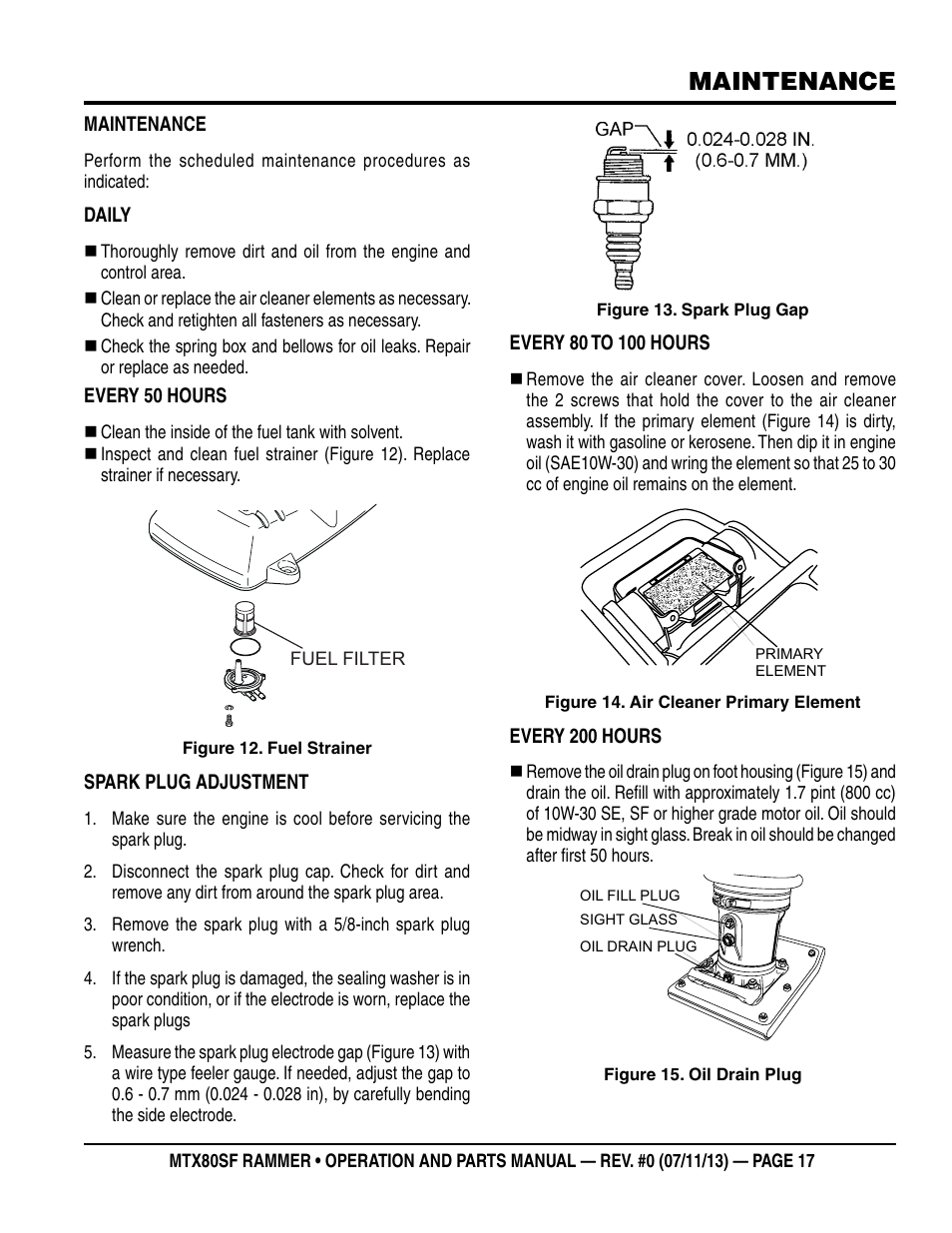 Maintenance | Multiquip MTX80SF User Manual | Page 17 / 58