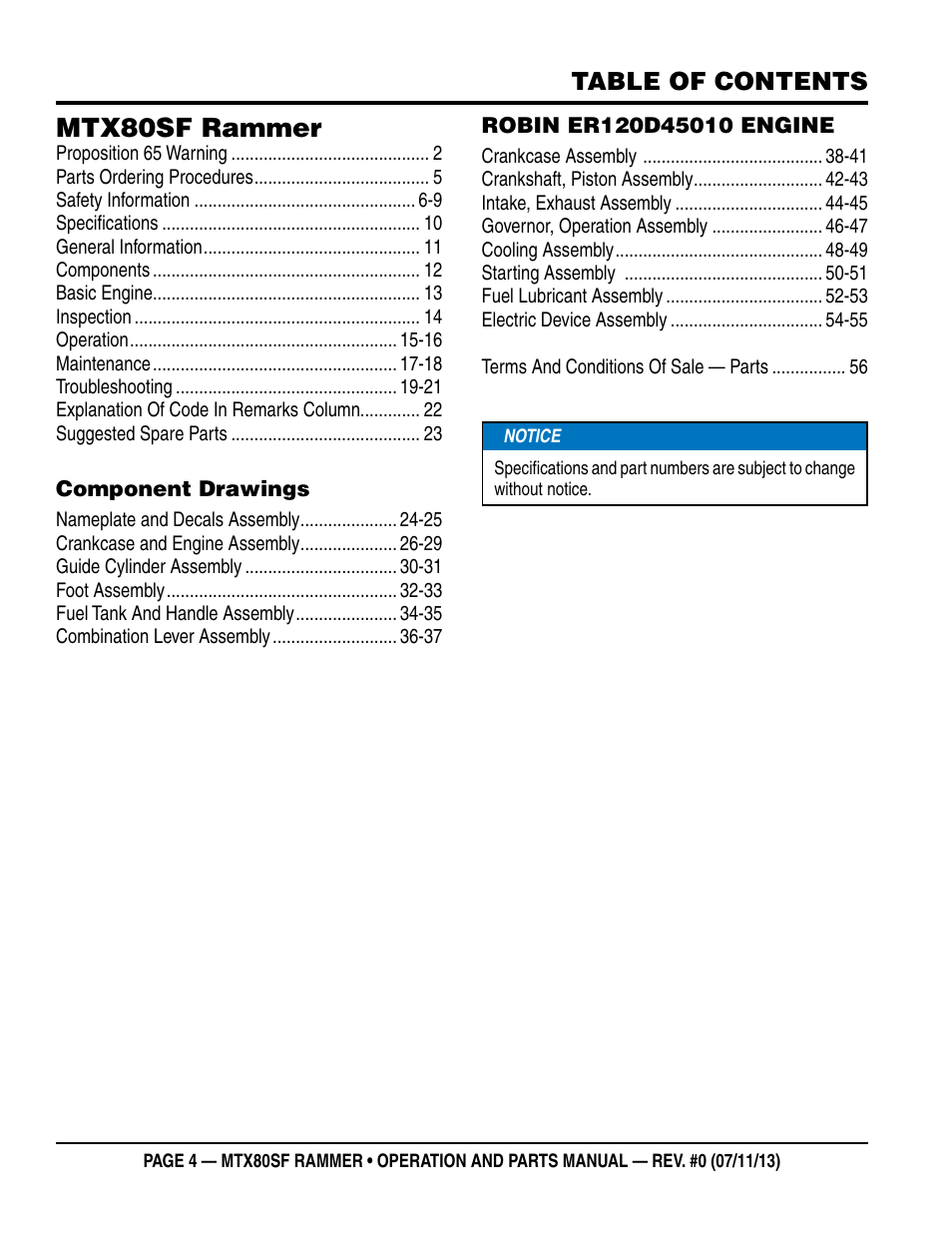 Multiquip MTX80SF User Manual | Page 4 / 58