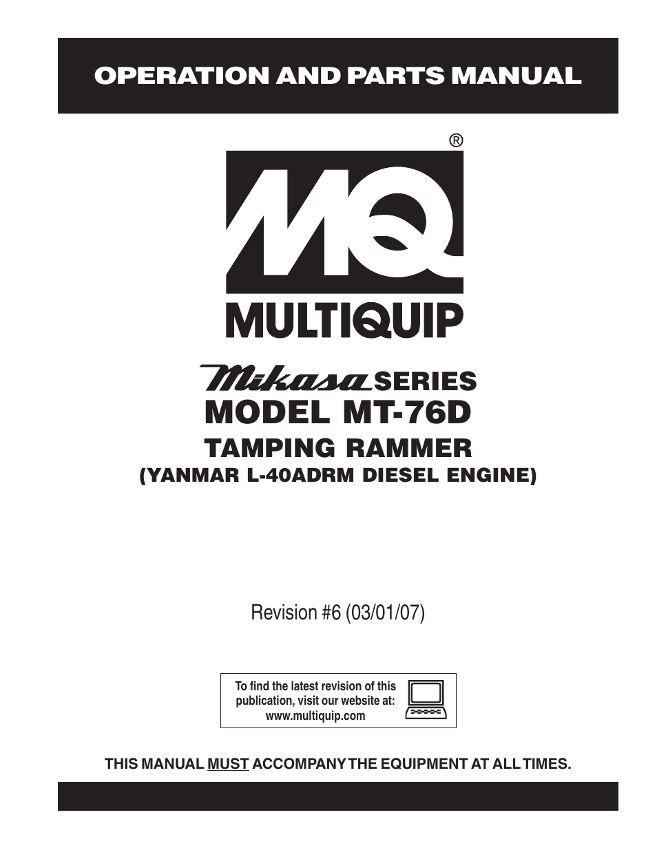 Multiquip MT76D User Manual | 50 pages