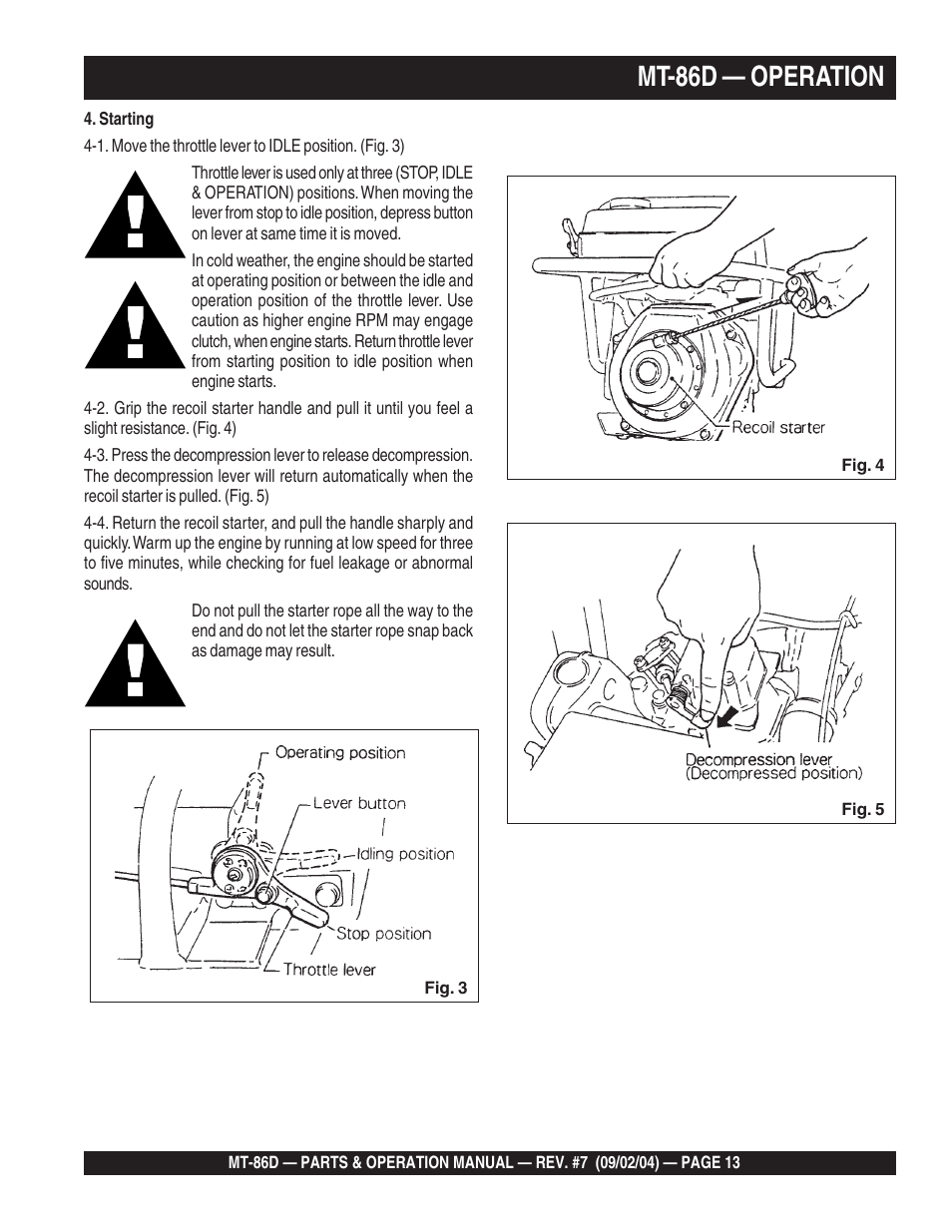 Mt-86d — operation | Multiquip MT86D_Yanmar User Manual | Page 13 / 50