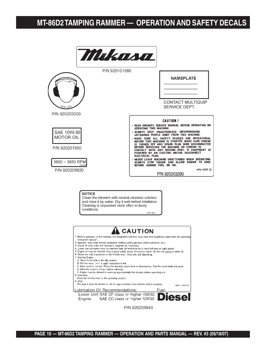 Multiquip MT86D2 User Manual | Page 10 / 58