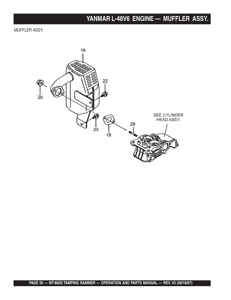Yanmar l-48v6 engine — muffler assy | Multiquip MT86D2 User Manual | Page 50 / 58