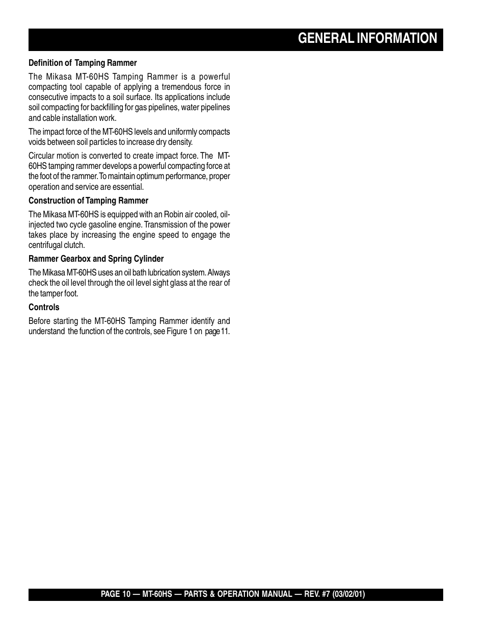 General information | Multiquip MT60HS User Manual | Page 10 / 54
