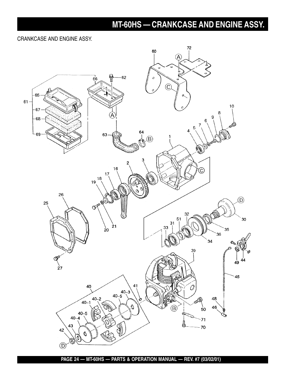 Mt-60hs — crankcase and engine assy | Multiquip MT60HS User Manual | Page 24 / 54