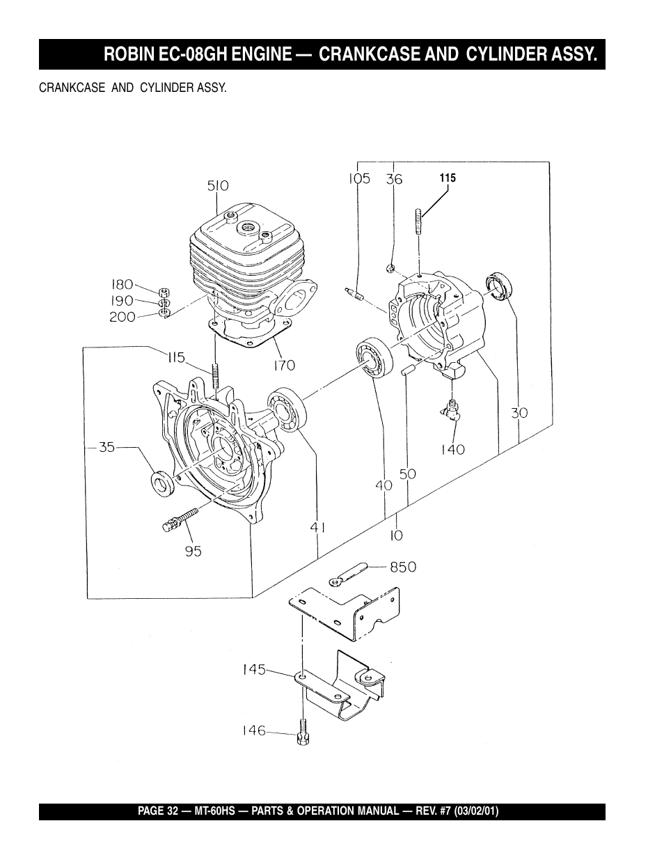 Robin ec-08gh engine — crankcase and cylinder assy | Multiquip MT60HS User Manual | Page 32 / 54