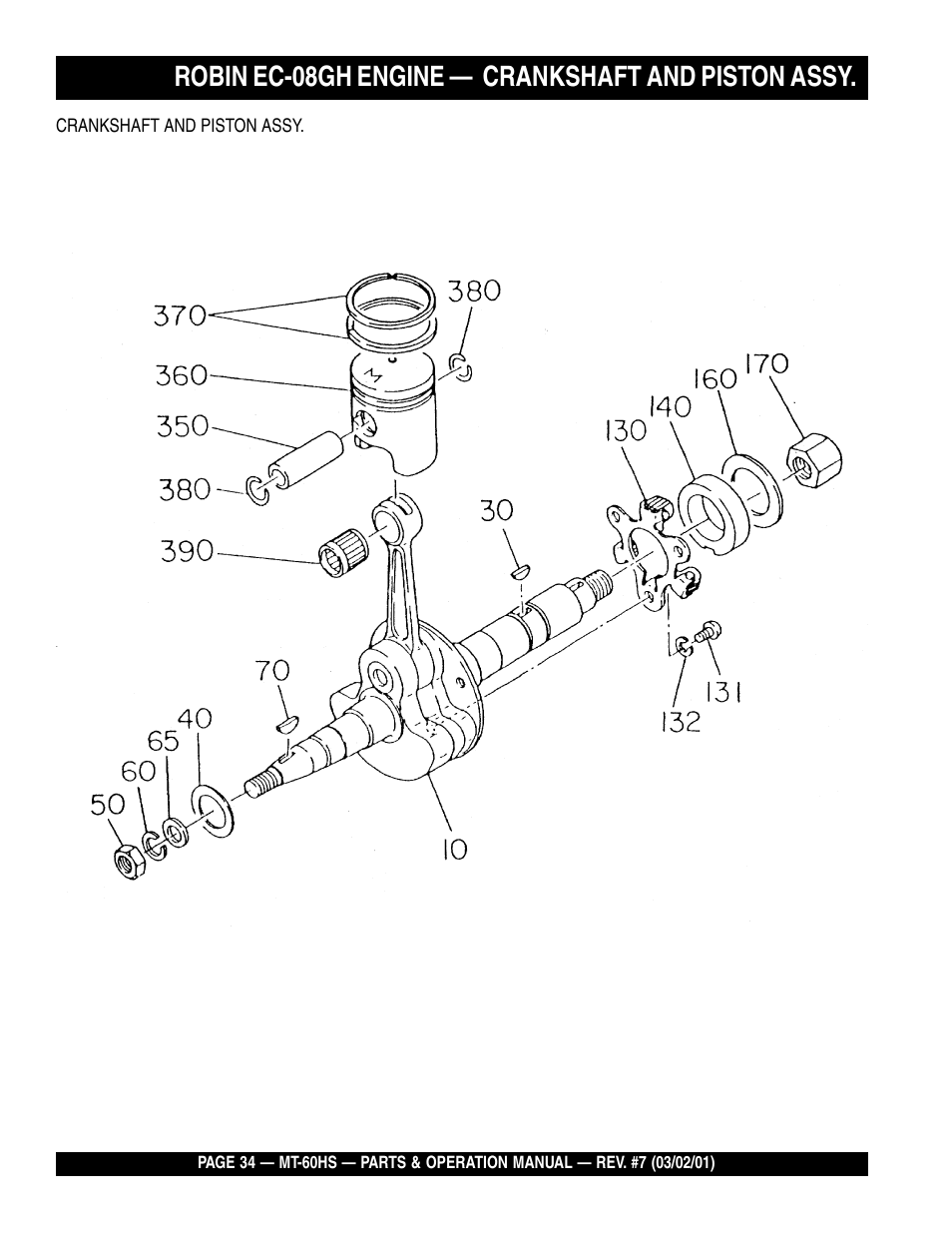 Robin ec-08gh engine — crankshaft and piston assy | Multiquip MT60HS User Manual | Page 34 / 54