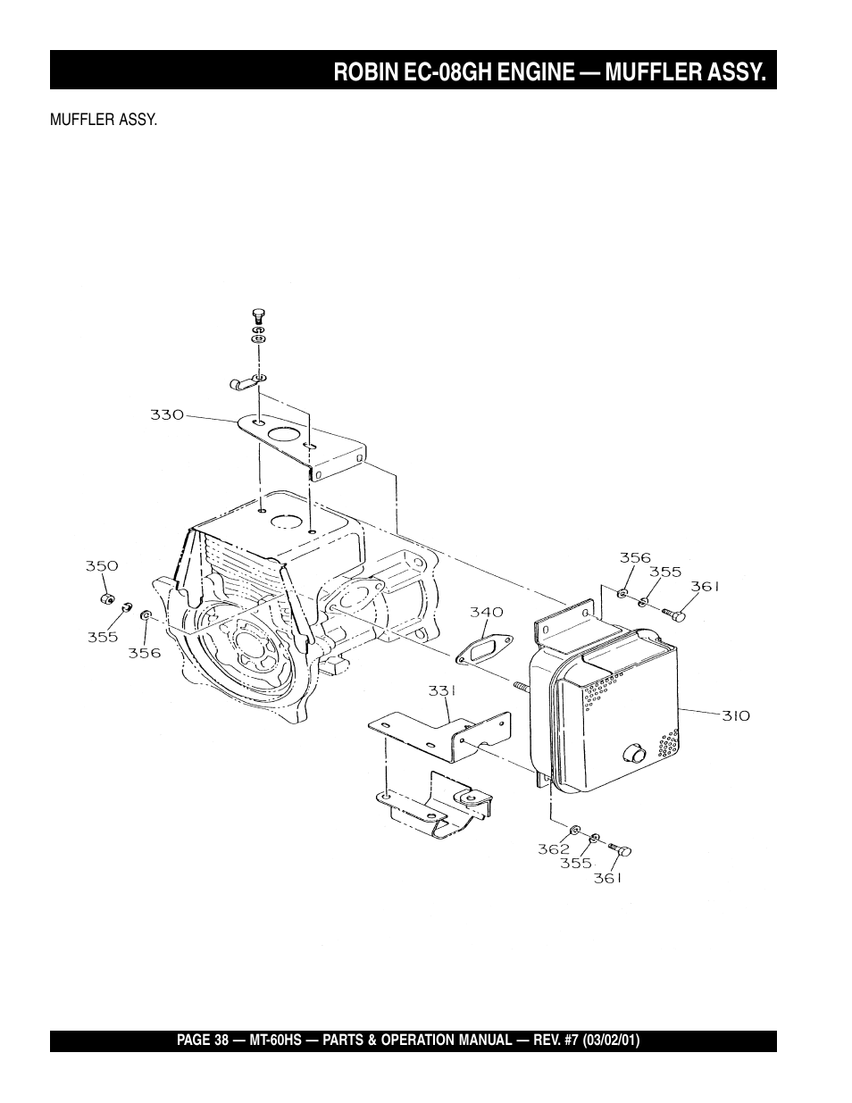 Robin ec-08gh engine — muffler assy | Multiquip MT60HS User Manual | Page 38 / 54