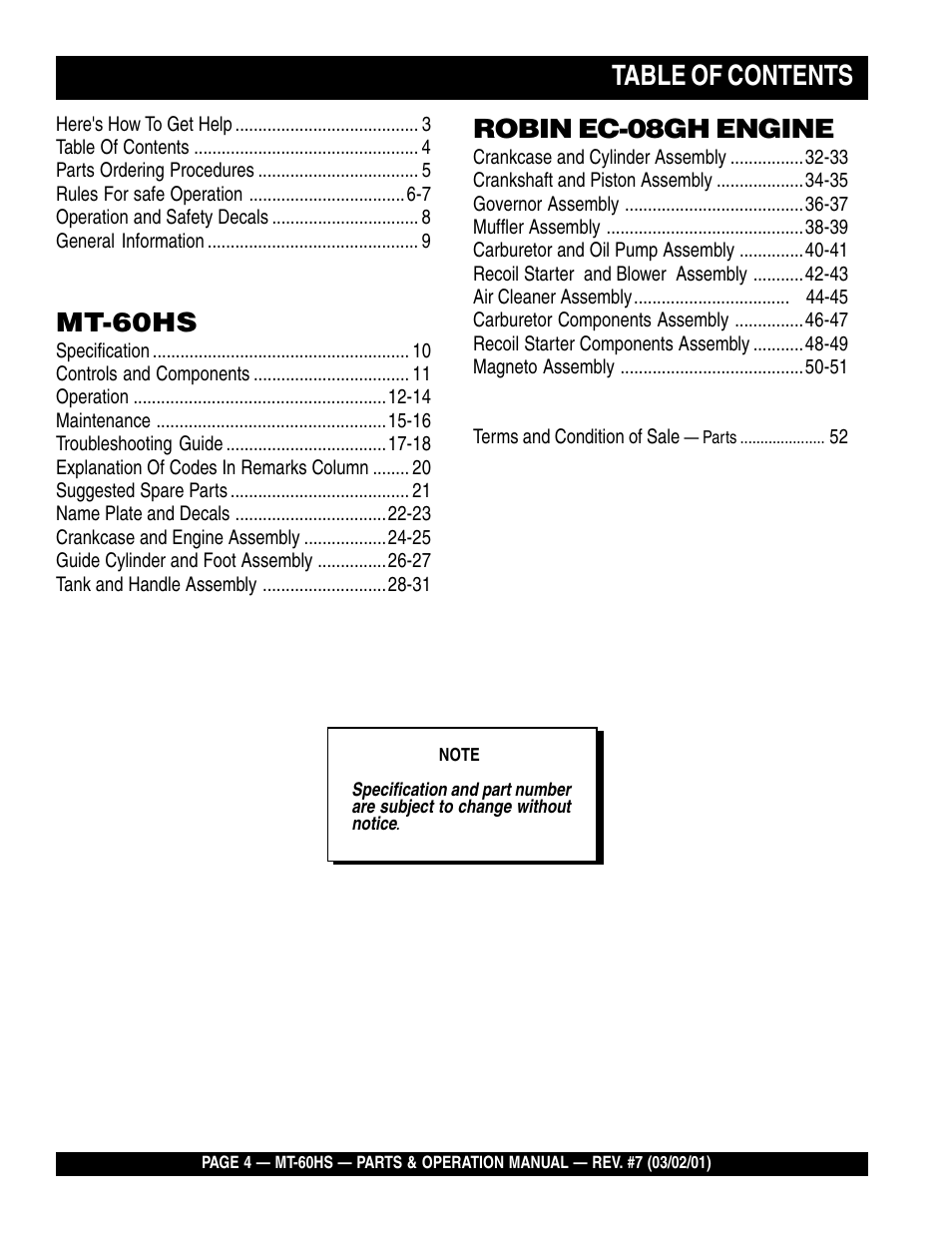 Multiquip MT60HS User Manual | Page 4 / 54