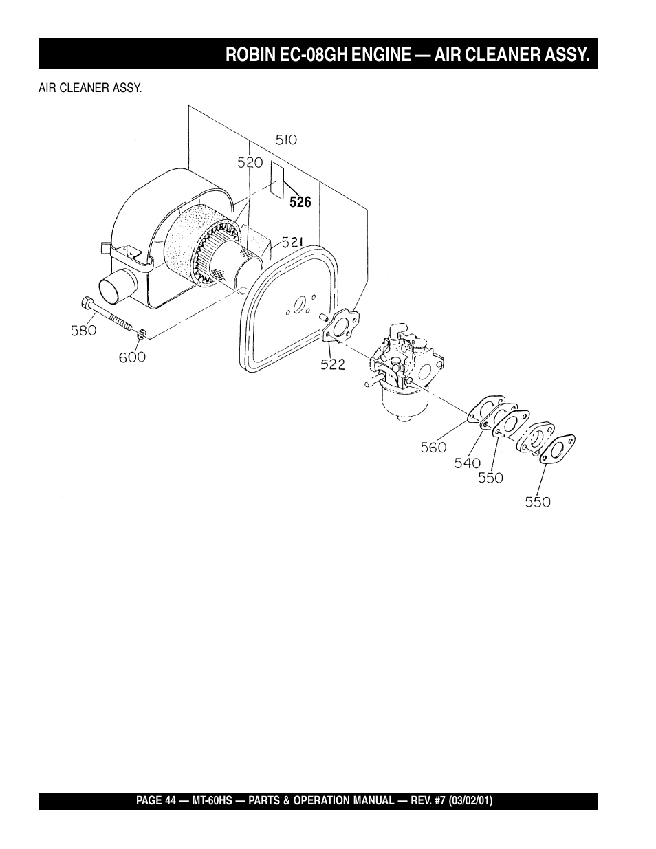 Robin ec-08gh engine — air cleaner assy | Multiquip MT60HS User Manual | Page 44 / 54