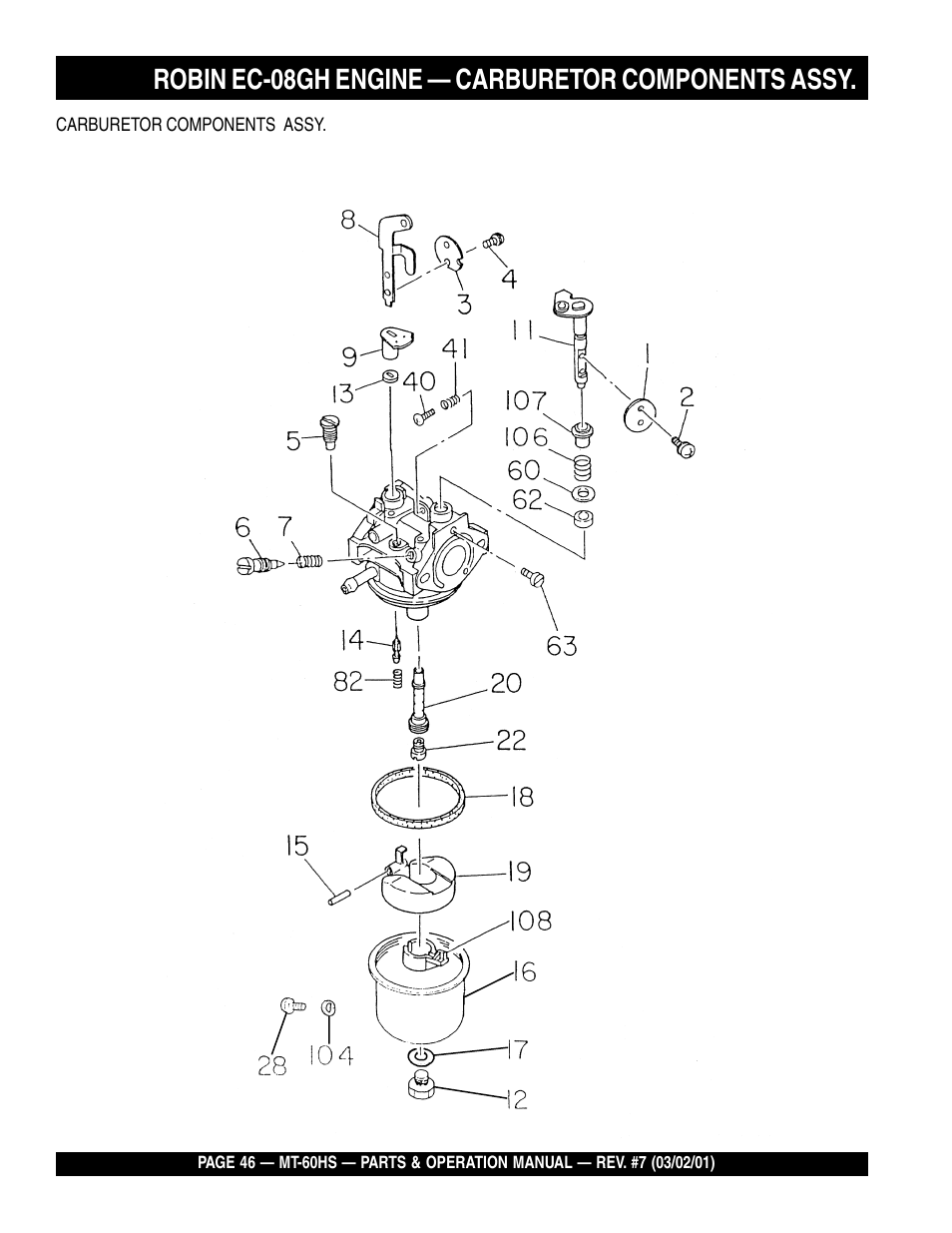 Robin ec-08gh engine — carburetor components assy | Multiquip MT60HS User Manual | Page 46 / 54