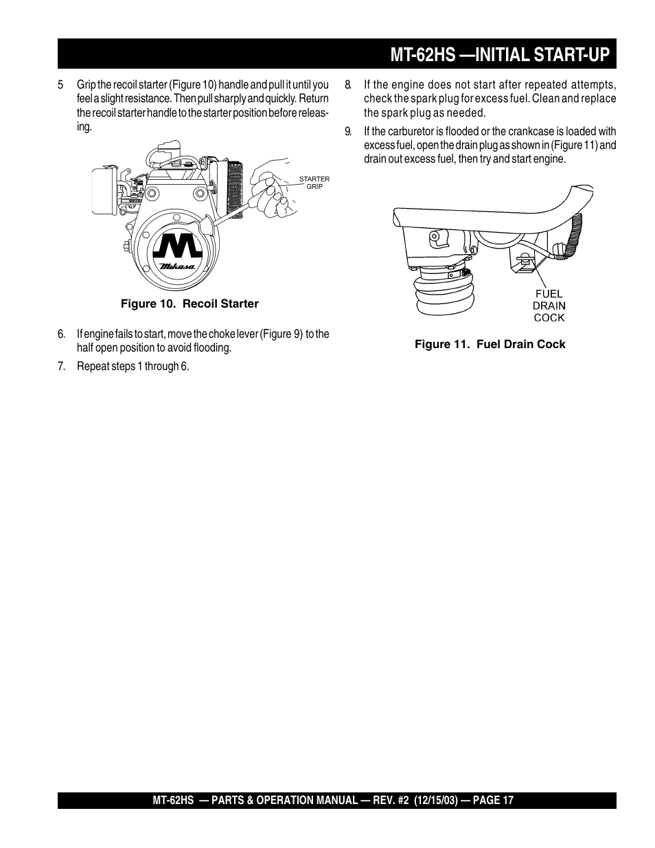 Mt-62hs —initial start-up | Multiquip MT62HS User Manual | Page 17 / 68