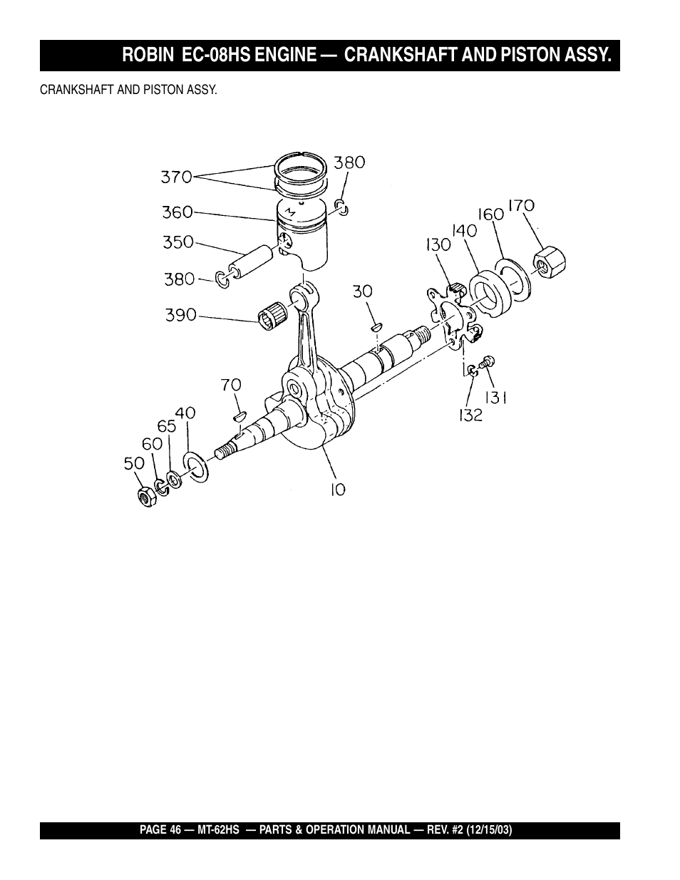 Robin ec-08hs engine — crankshaft and piston assy | Multiquip MT62HS User Manual | Page 46 / 68