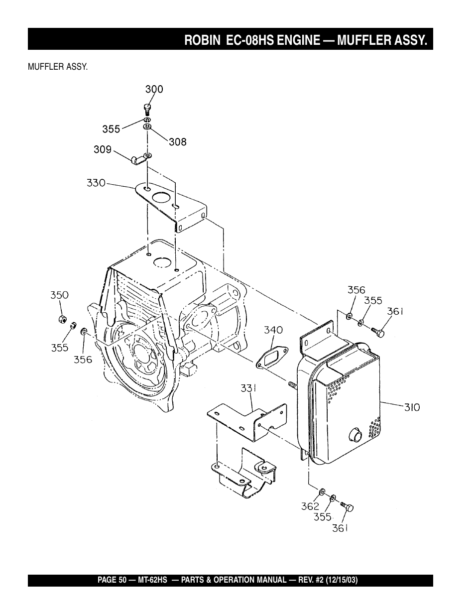 Robin ec-08hs engine — muffler assy | Multiquip MT62HS User Manual | Page 50 / 68