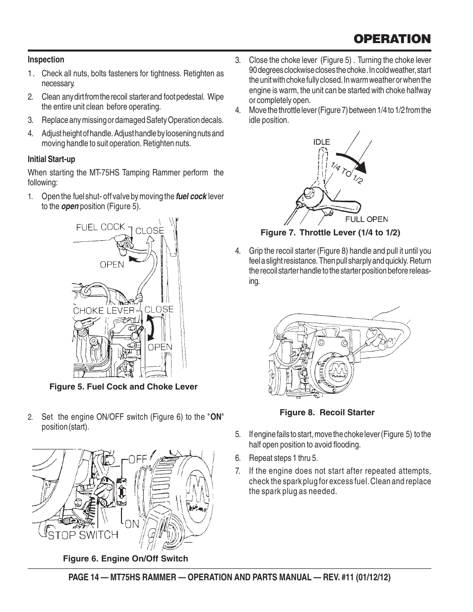 Operation | Multiquip MT75HS User Manual | Page 14 / 50