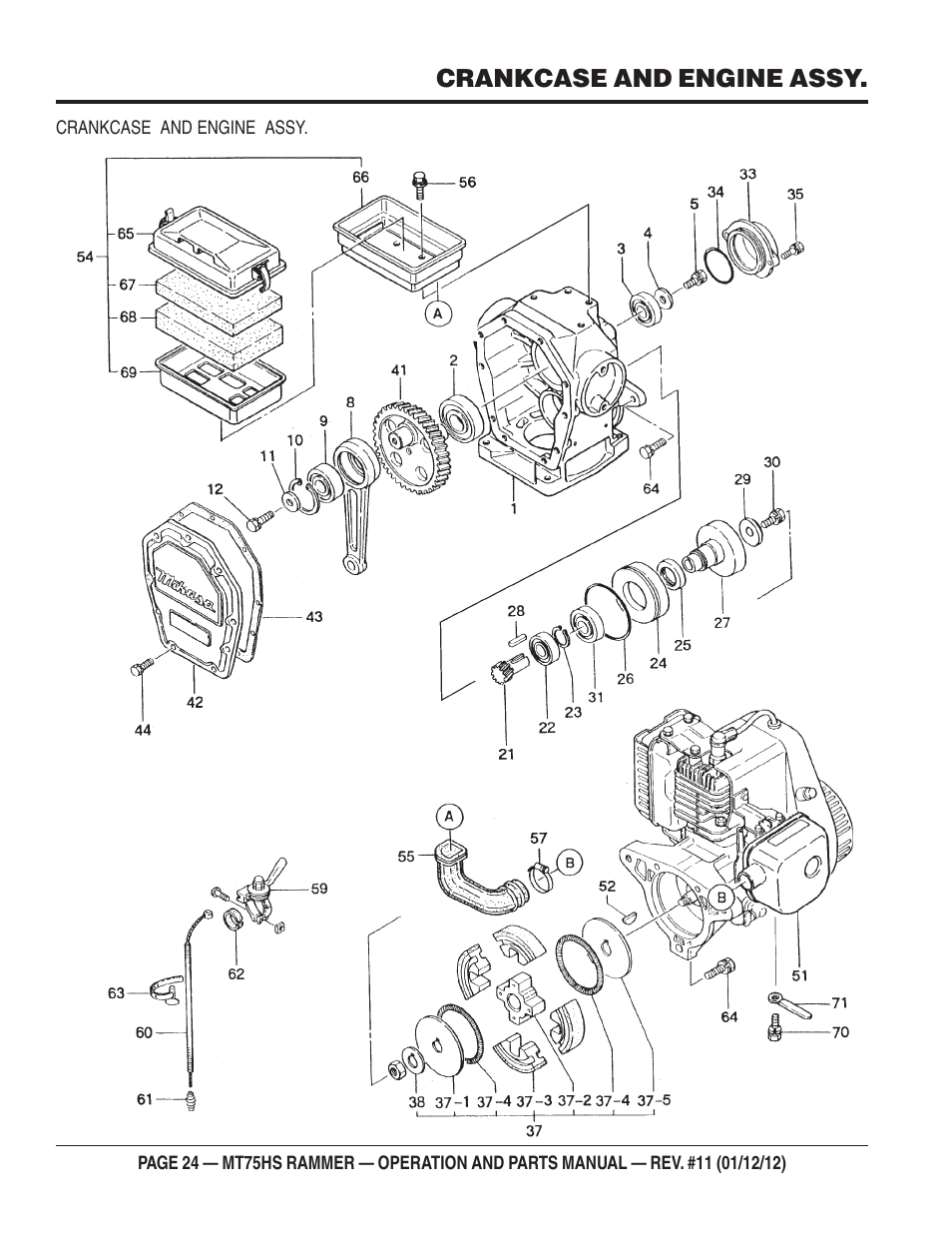 Crankcase and engine assy | Multiquip MT75HS User Manual | Page 24 / 50