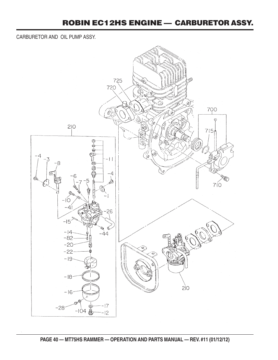 Robin ec12hs engine — carburetor assy | Multiquip MT75HS User Manual | Page 40 / 50