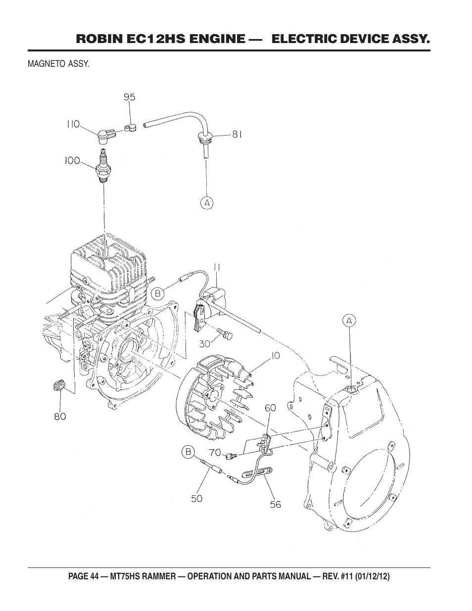 Robin ec12hs engine — electric device assy | Multiquip MT75HS User Manual | Page 44 / 50