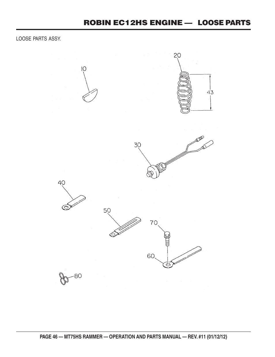 Robin ec12hs engine — loose parts | Multiquip MT75HS User Manual | Page 46 / 50