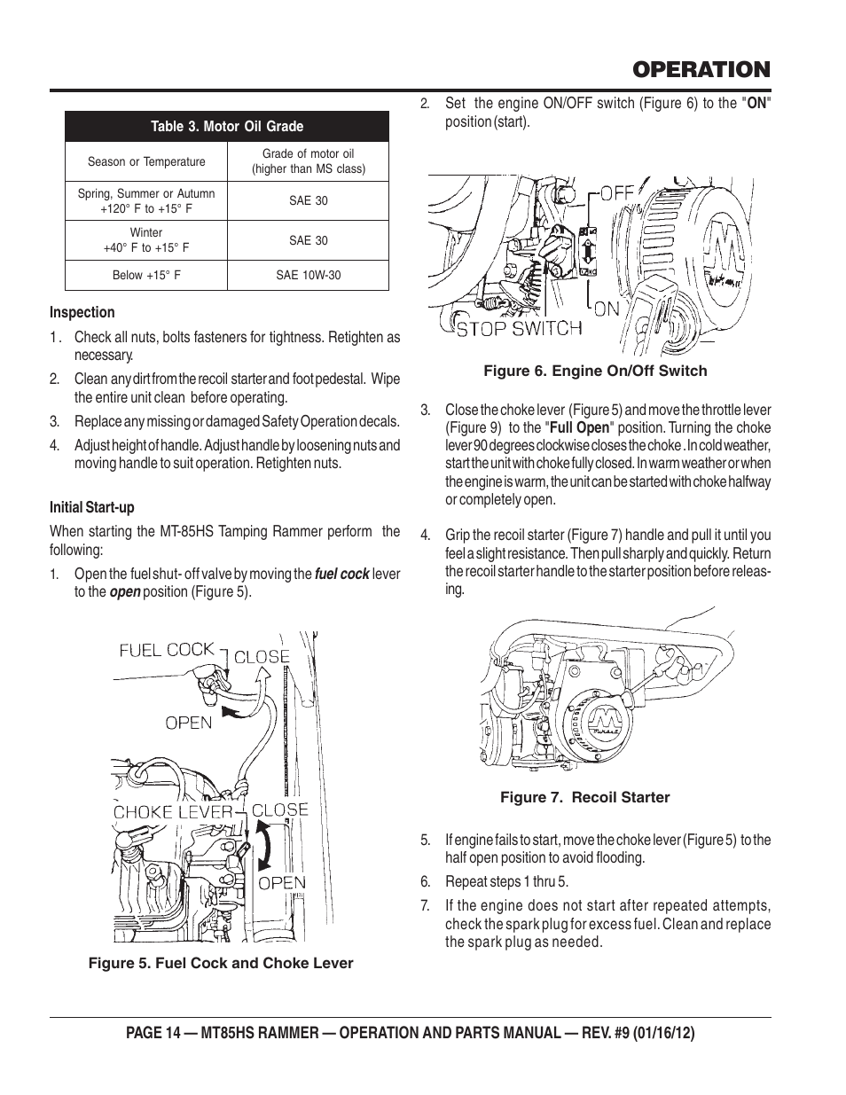 Operation | Multiquip MT85HS User Manual | Page 14 / 50