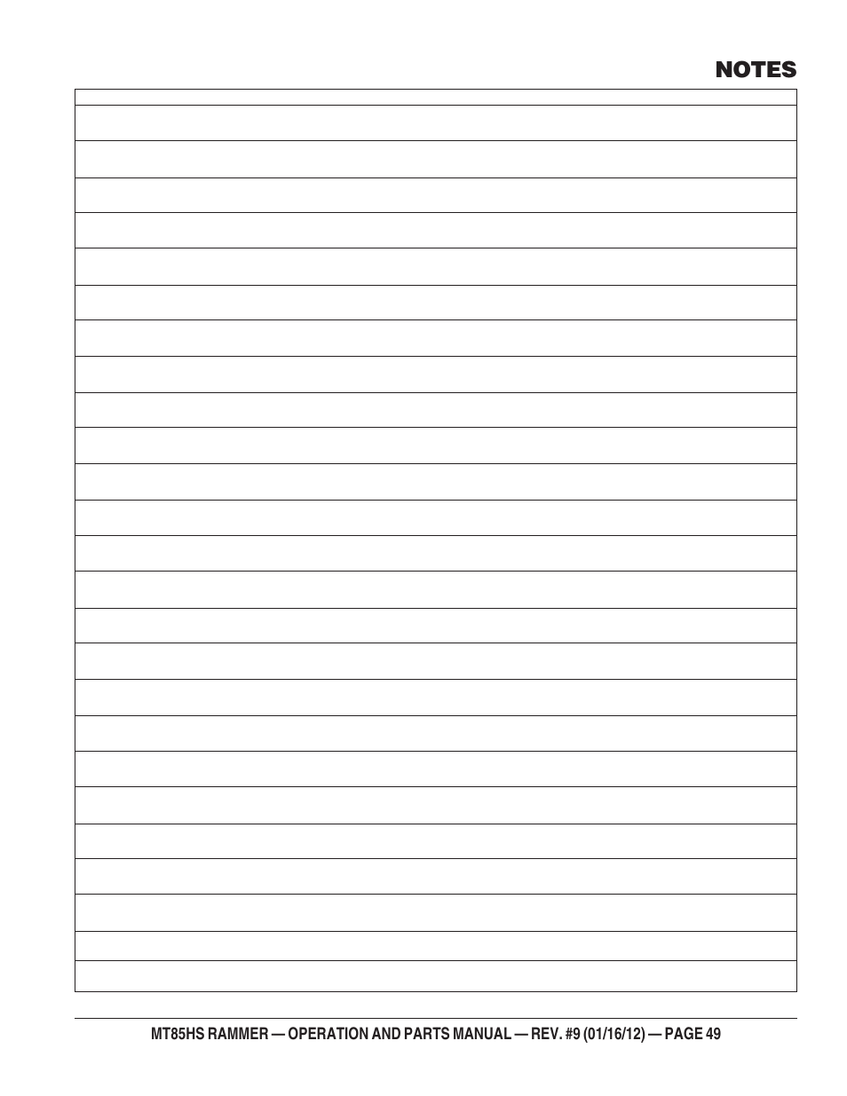 Multiquip MT85HS User Manual | Page 49 / 50