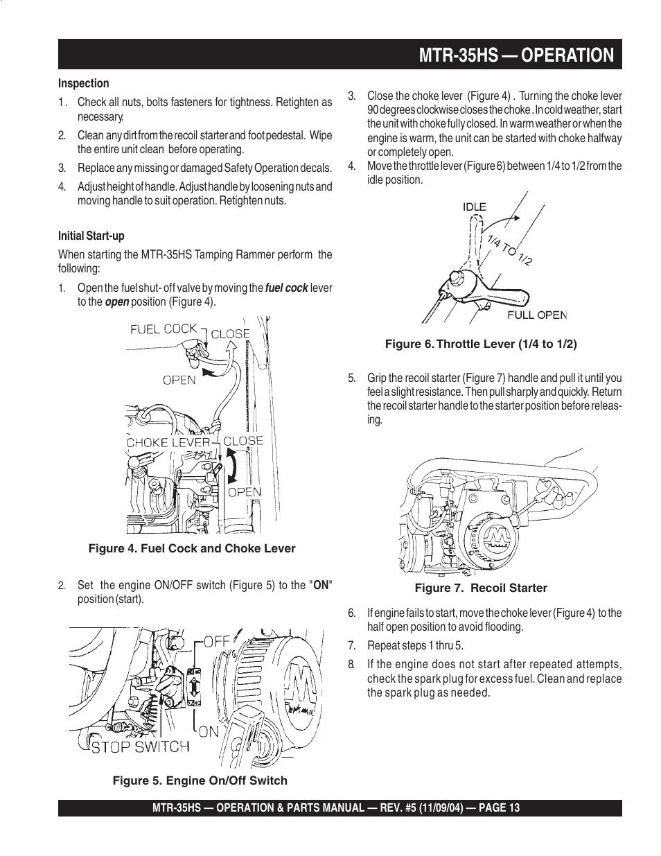Mtr-35hs — operation | Multiquip MTR35HS User Manual | Page 13 / 54