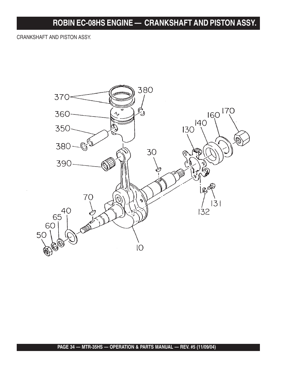 Robin ec-08hs engine — crankshaft and piston assy | Multiquip MTR35HS User Manual | Page 34 / 54