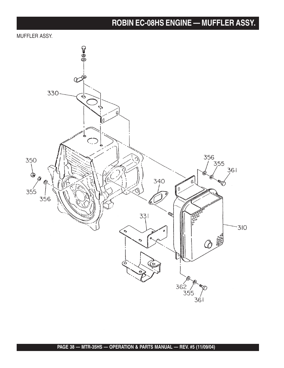 Robin ec-08hs engine — muffler assy | Multiquip MTR35HS User Manual | Page 38 / 54