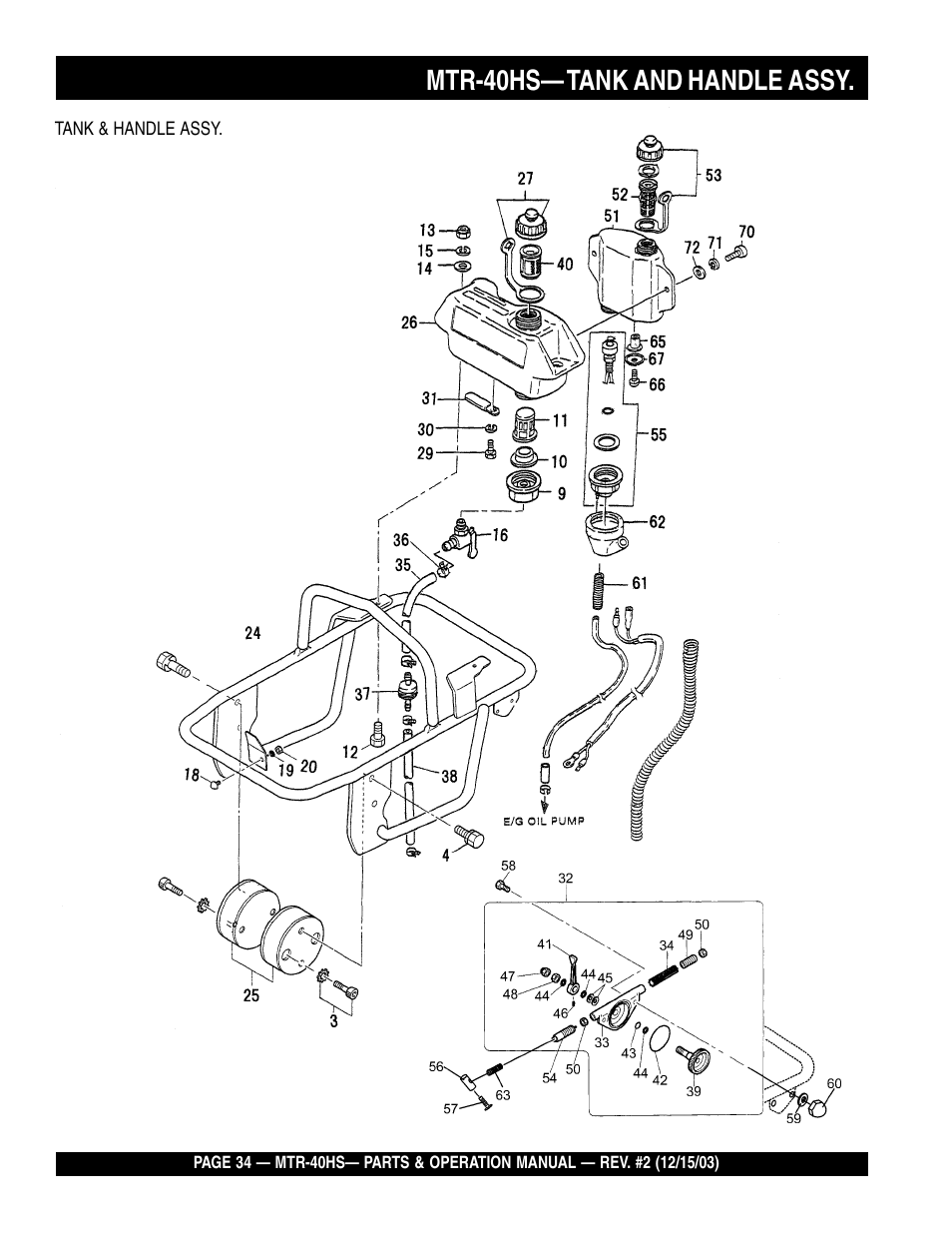 Mtr-40hs— tank and handle assy | Multiquip MTR40HS User Manual | Page 34 / 66