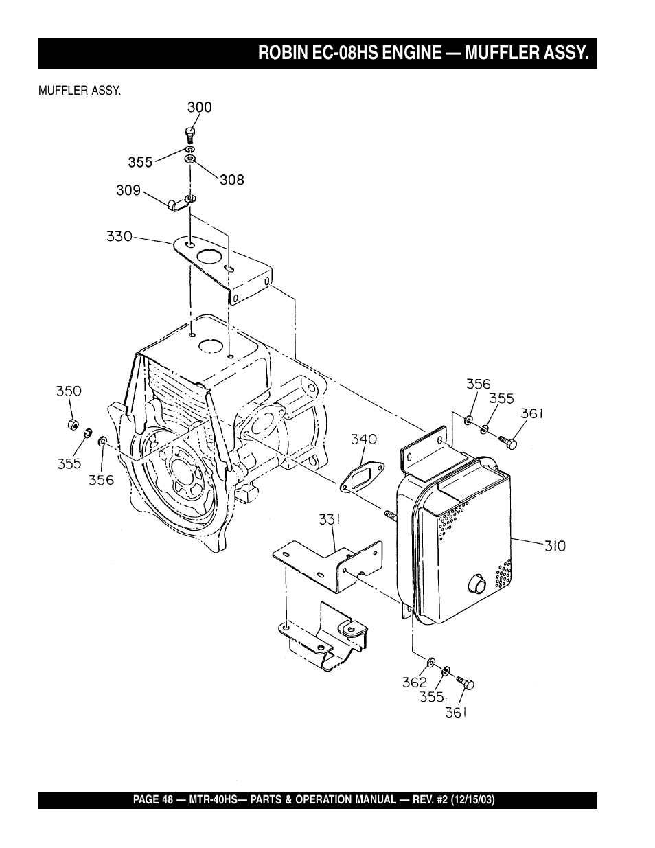 Robin ec-08hs engine — muffler assy | Multiquip MTR40HS User Manual | Page 48 / 66