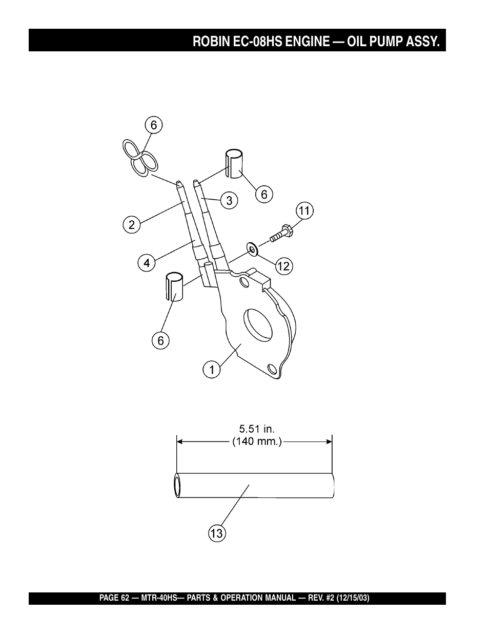 Robin ec-08hs engine — oil pump assy | Multiquip MTR40HS User Manual | Page 62 / 66