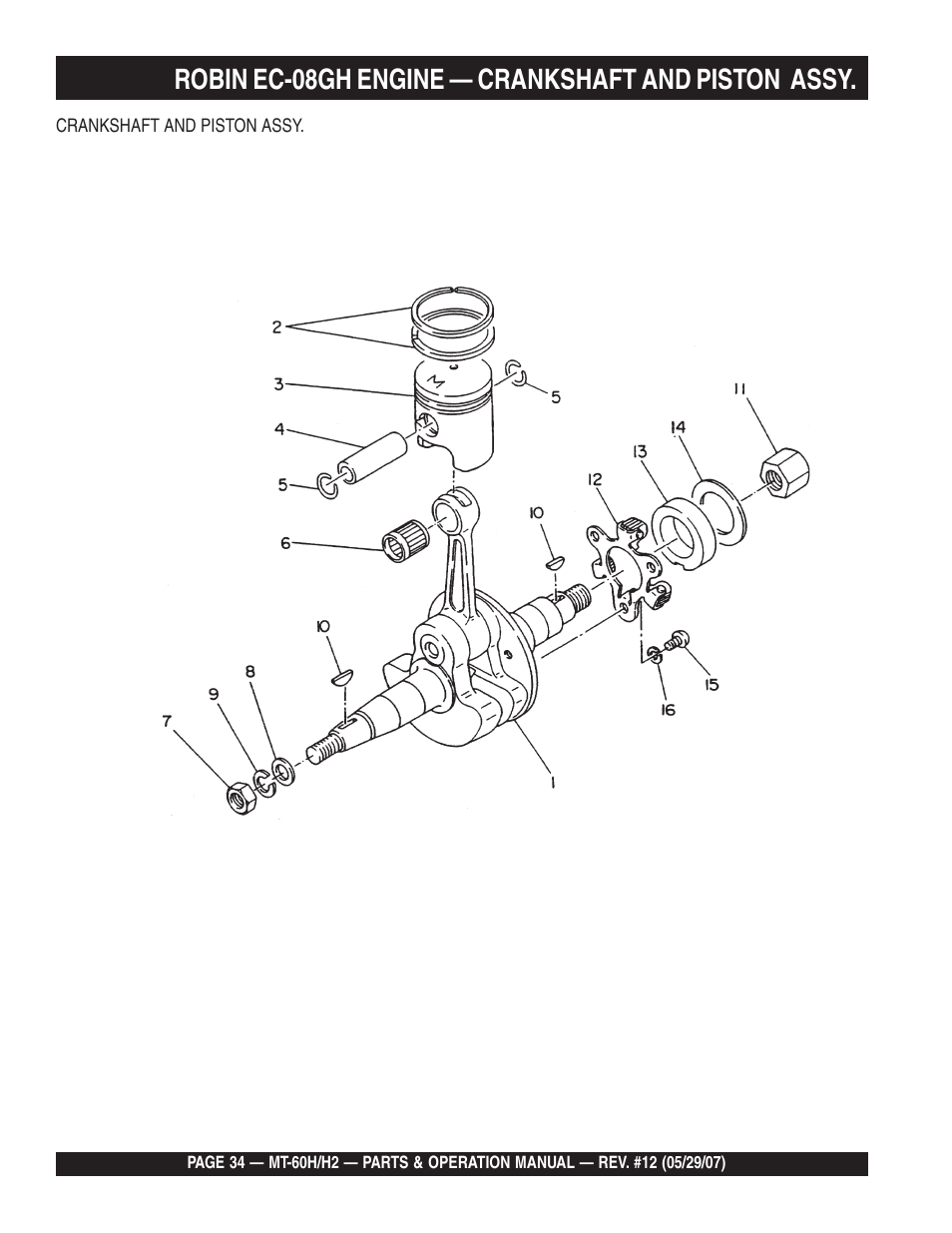 Robin ec-08gh engine — crankshaft and piston assy | Multiquip MT-60H/H2 User Manual | Page 34 / 52