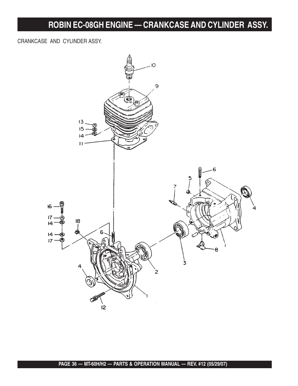 Robin ec-08gh engine — crankcase and cylinder assy | Multiquip MT-60H/H2 User Manual | Page 36 / 52