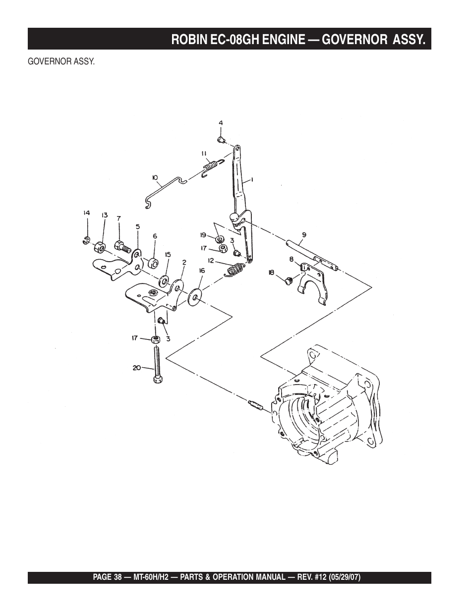 Robin ec-08gh engine — governor assy | Multiquip MT-60H/H2 User Manual | Page 38 / 52