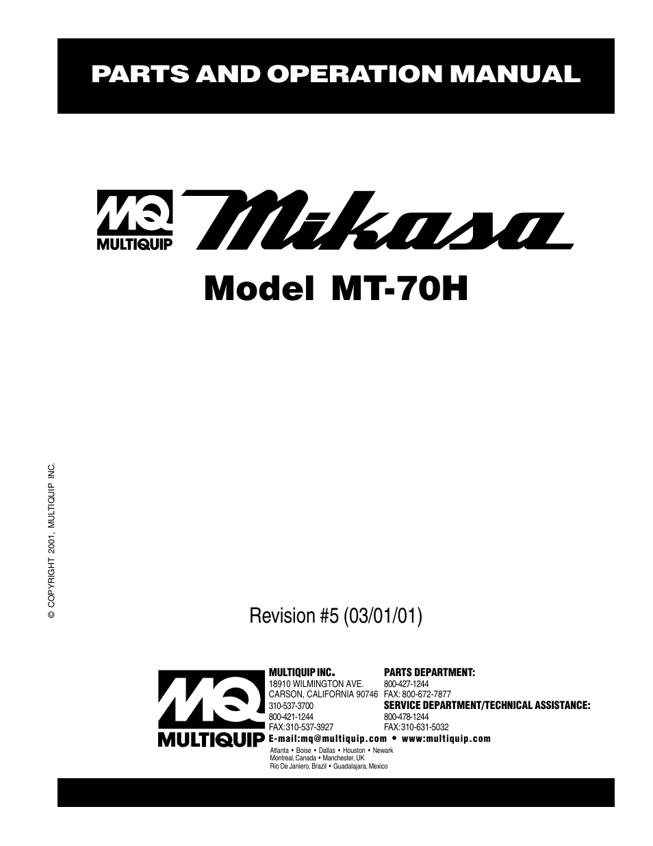 Multiquip MT70H User Manual | 44 pages