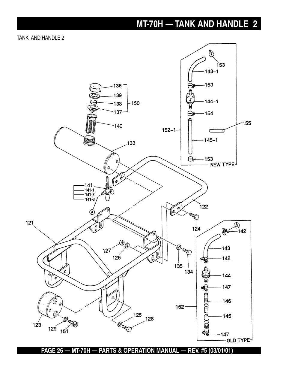 Mt-70h — tank and handle 2 | Multiquip MT70H User Manual | Page 26 / 44