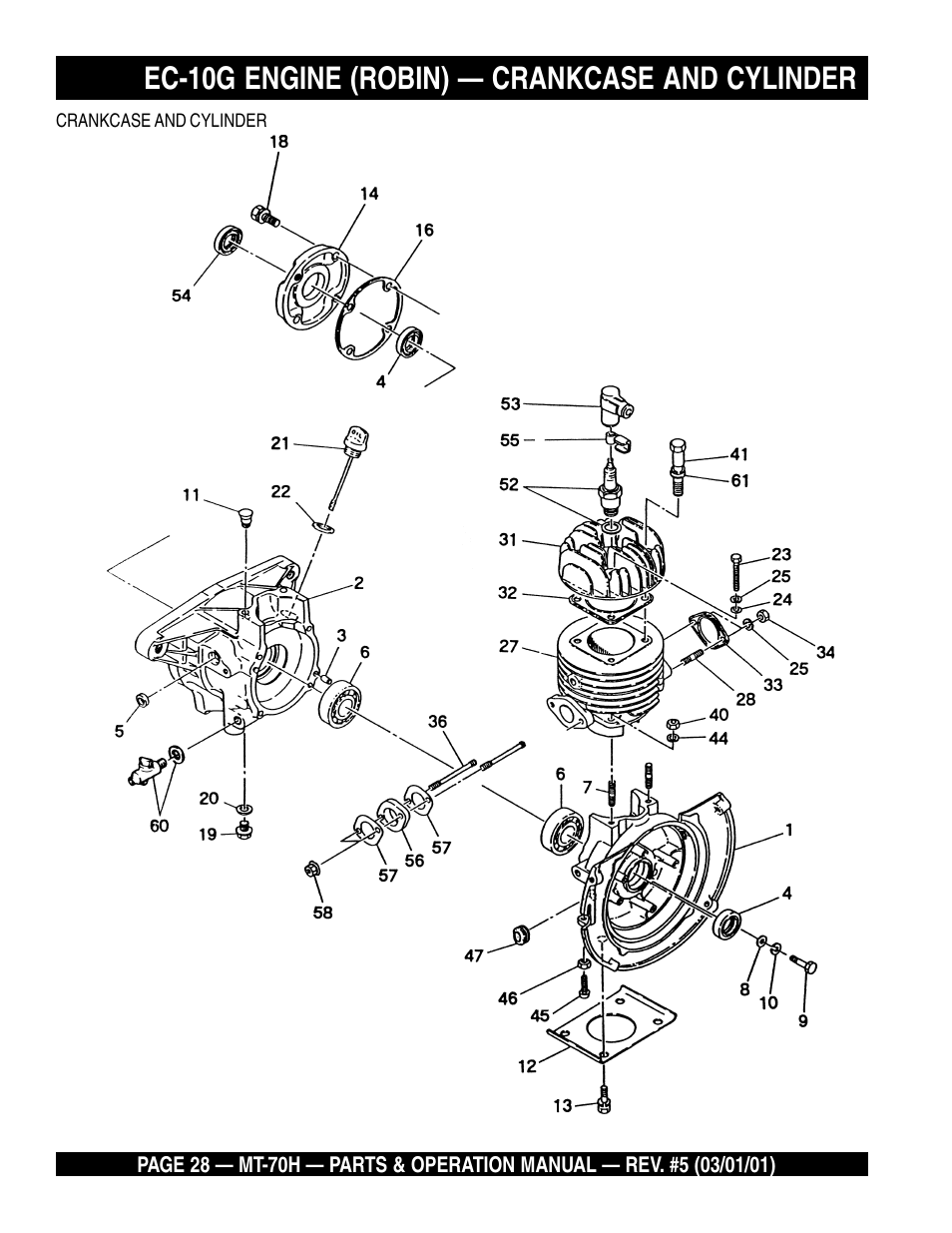 Ec-10g engine (robin) — crankcase and cylinder | Multiquip MT70H User Manual | Page 28 / 44