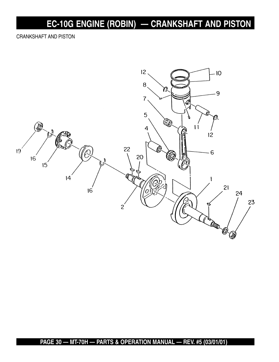 Ec-10g engine (robin) — crankshaft and piston | Multiquip MT70H User Manual | Page 30 / 44