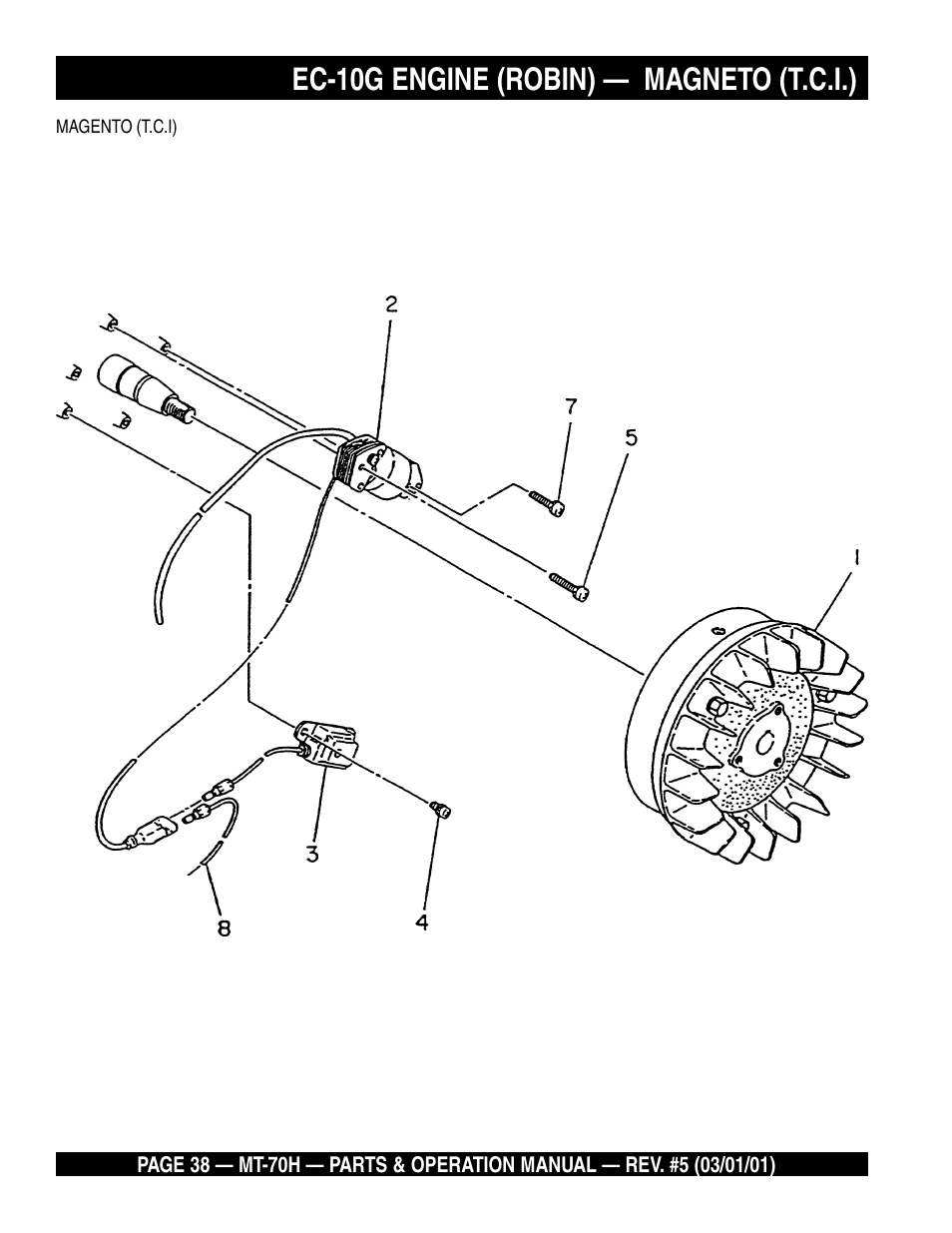 Ec-10g engine (robin) — magneto (t.c.i.) | Multiquip MT70H User Manual | Page 38 / 44