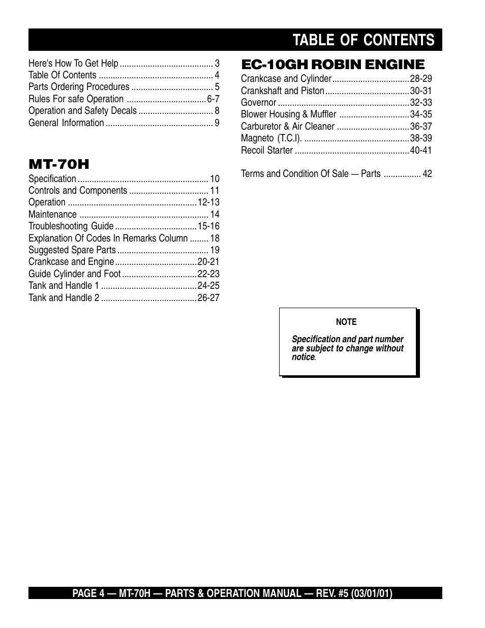 Multiquip MT70H User Manual | Page 4 / 44